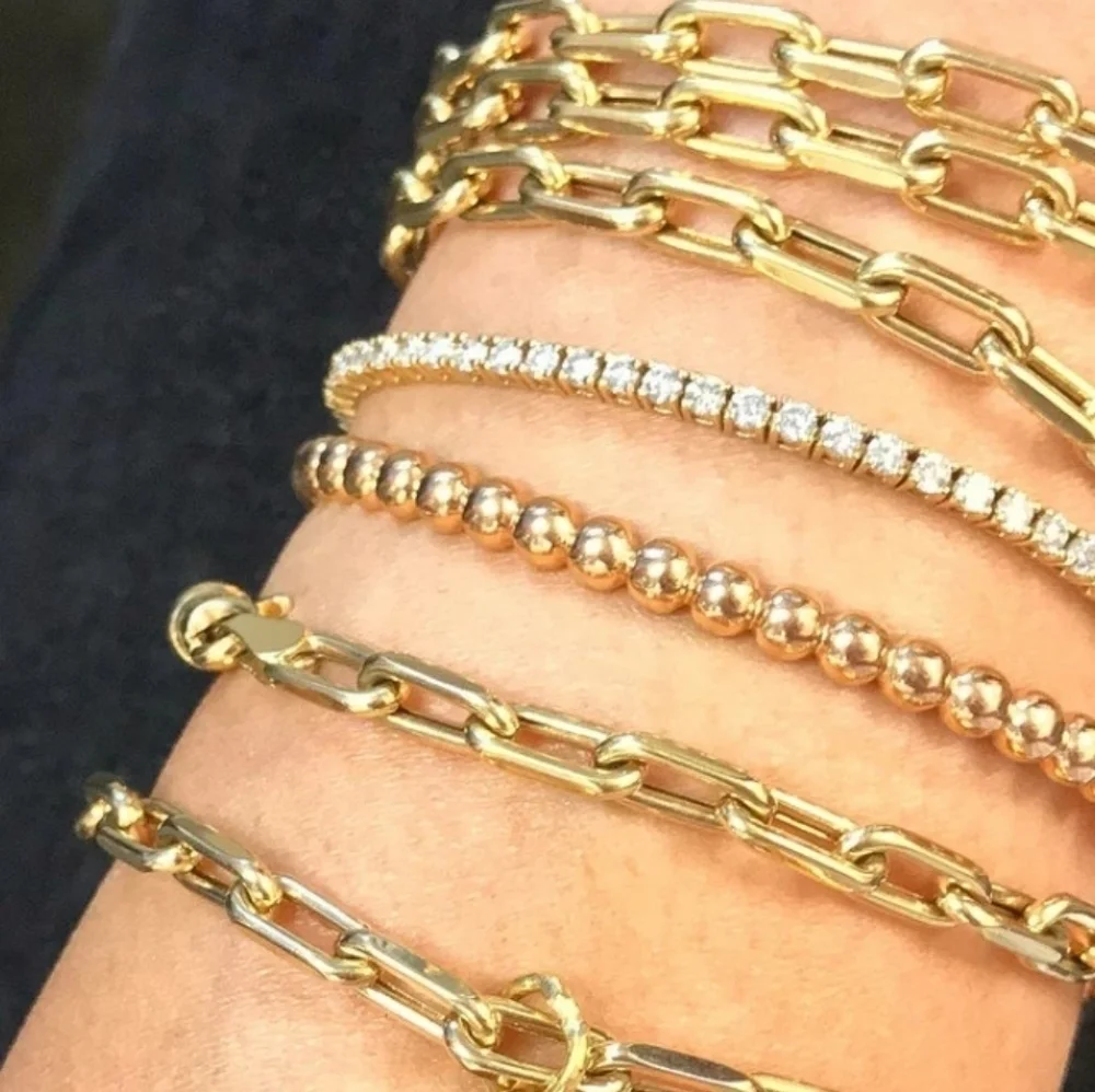 NEW 14k‎ Gold-Plated Paperclip Adjustable Bangle Bracelet